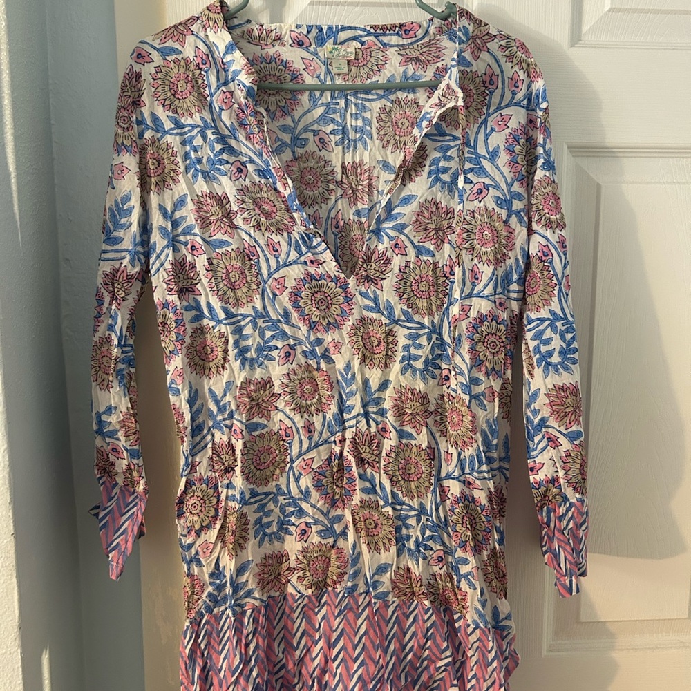 J. Crew Floral Blouse - Blue, Pink, and Cream